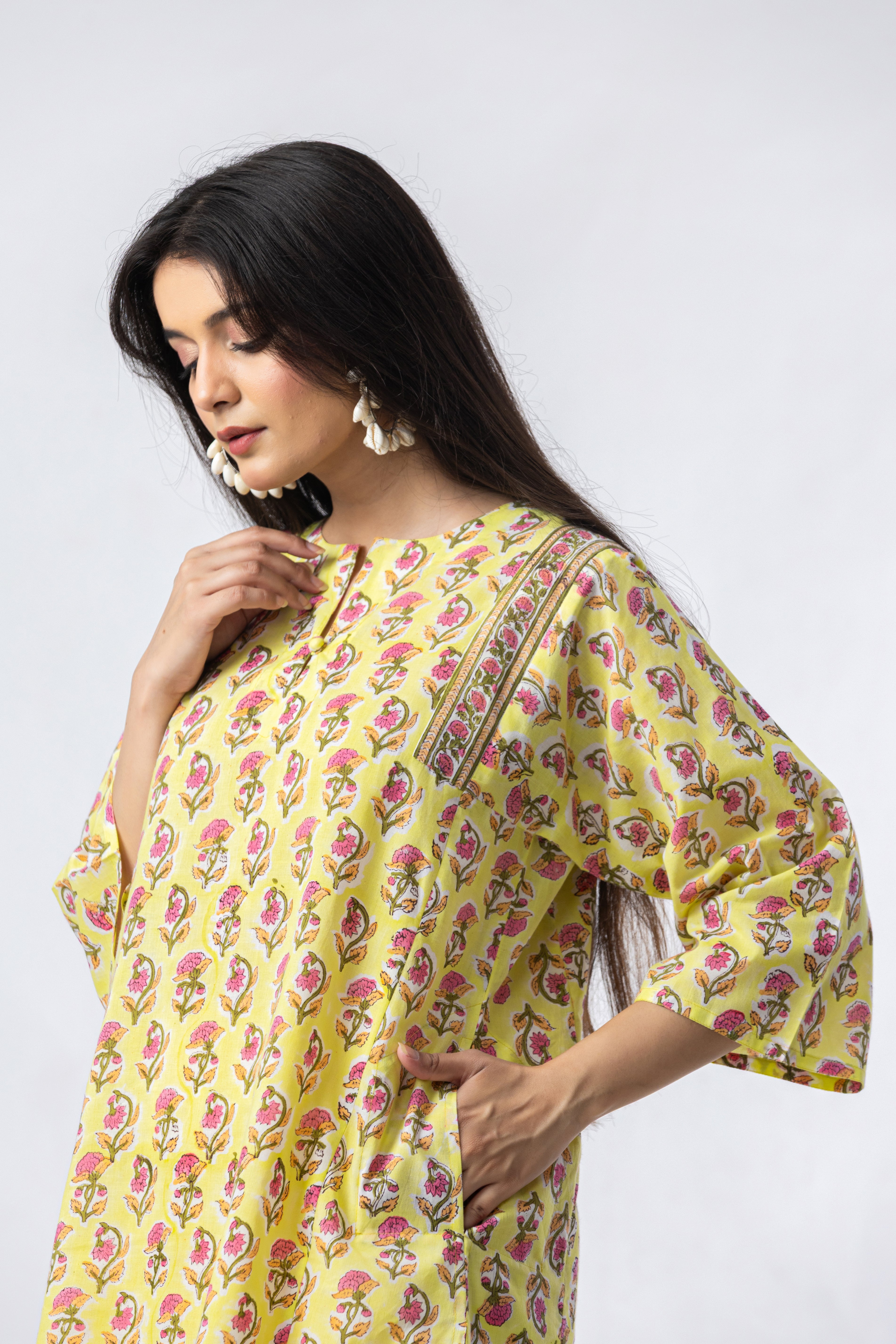 Bloom Hand Block Print Kurta (Salwar Optional)
