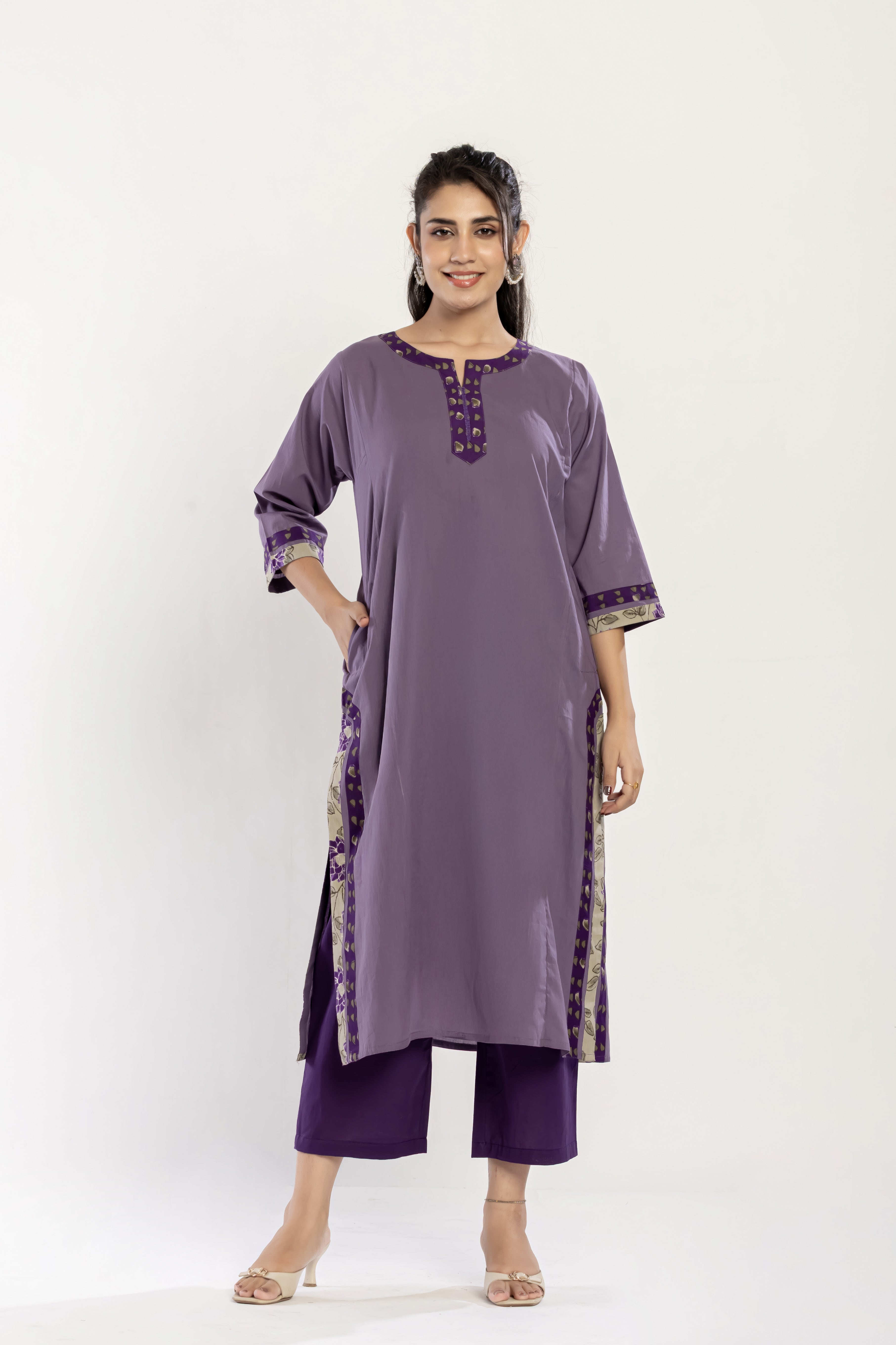 Printed Cotton Kurti (Set of 3) (Pants and dupatta included)