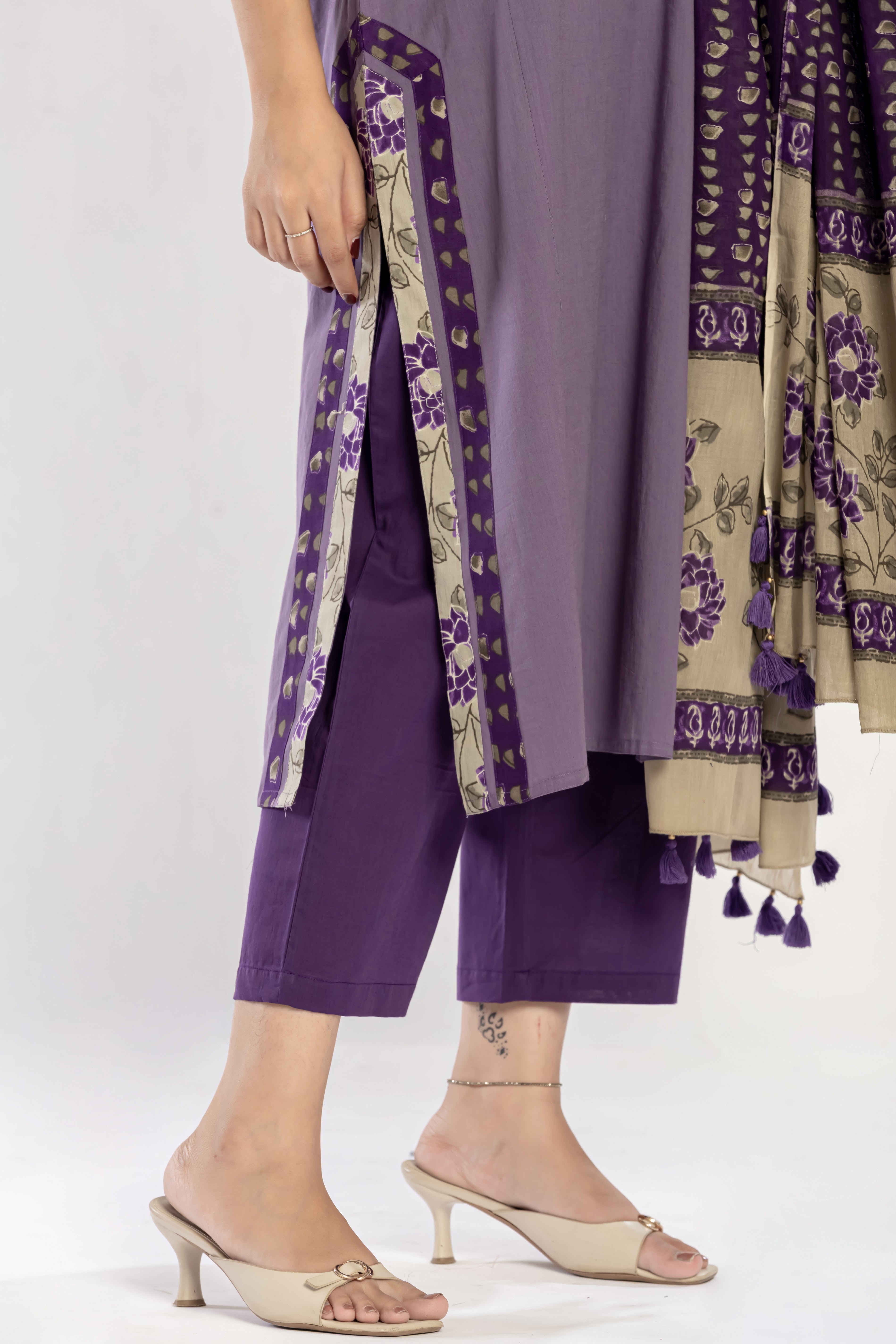 Printed Cotton Kurti (Set of 3) (Pants and dupatta included)