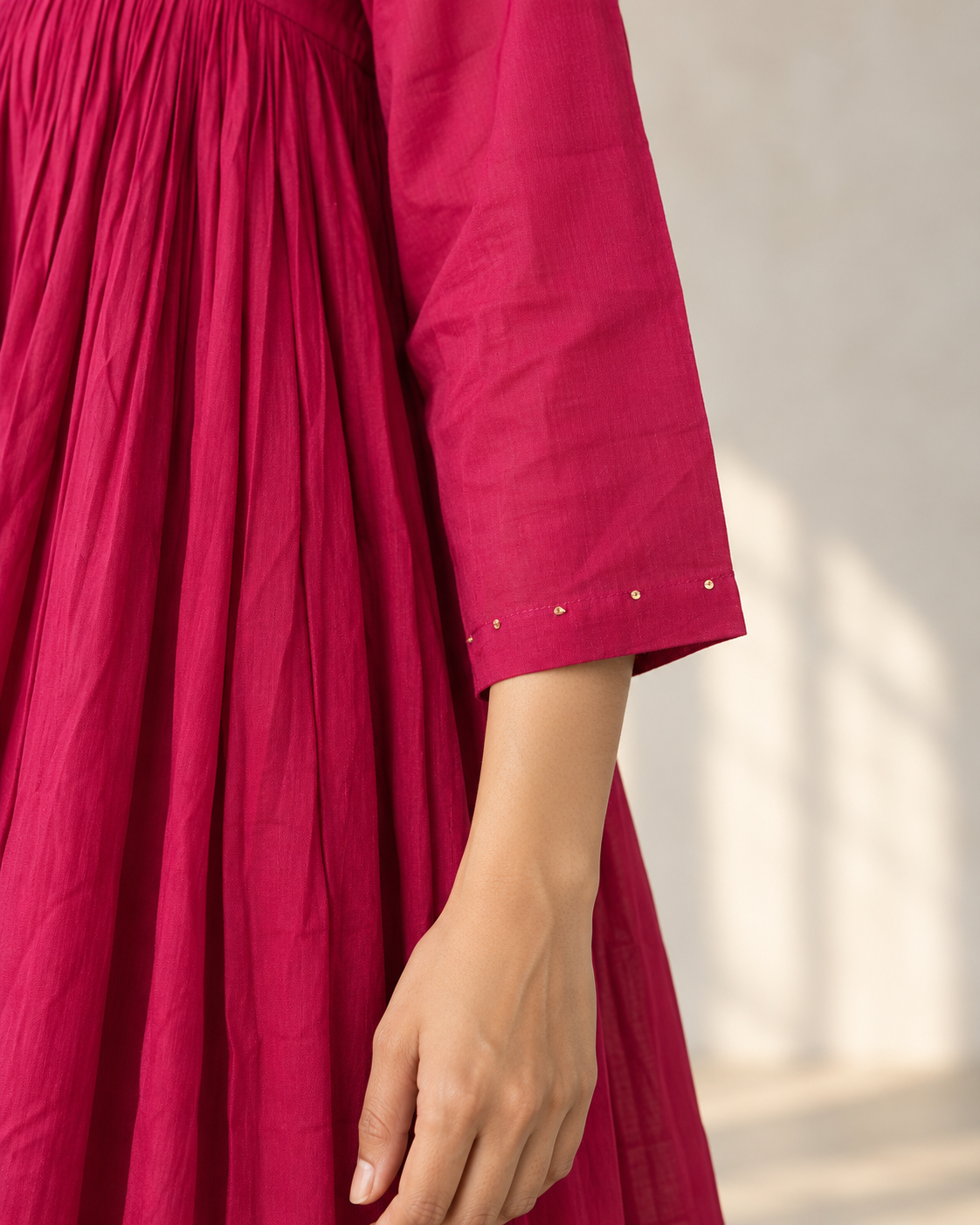 Berry Pink Mul Mul Gathered Kurta & Sharara Set