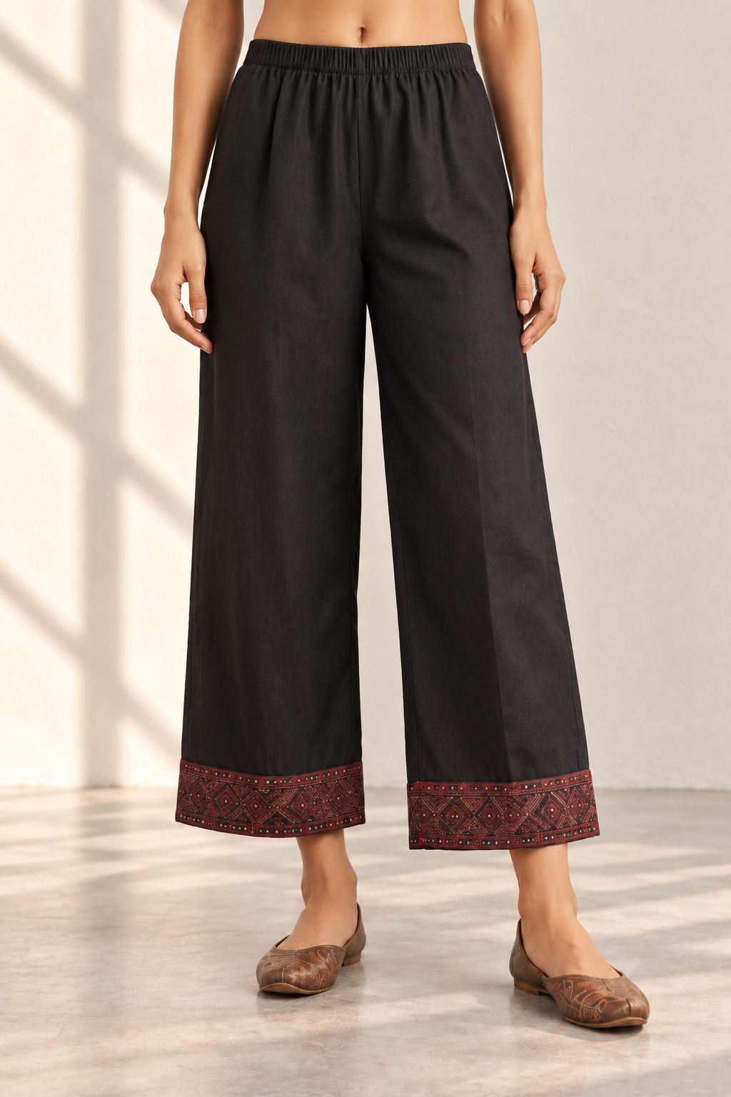 Carrot & Brown Hand Block Printed Gathered Kurta Set