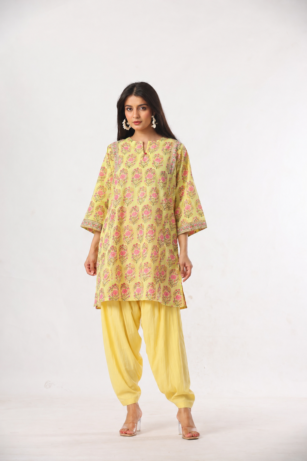 Bloom Hand Block Print Kurta (Salwar Optional)
