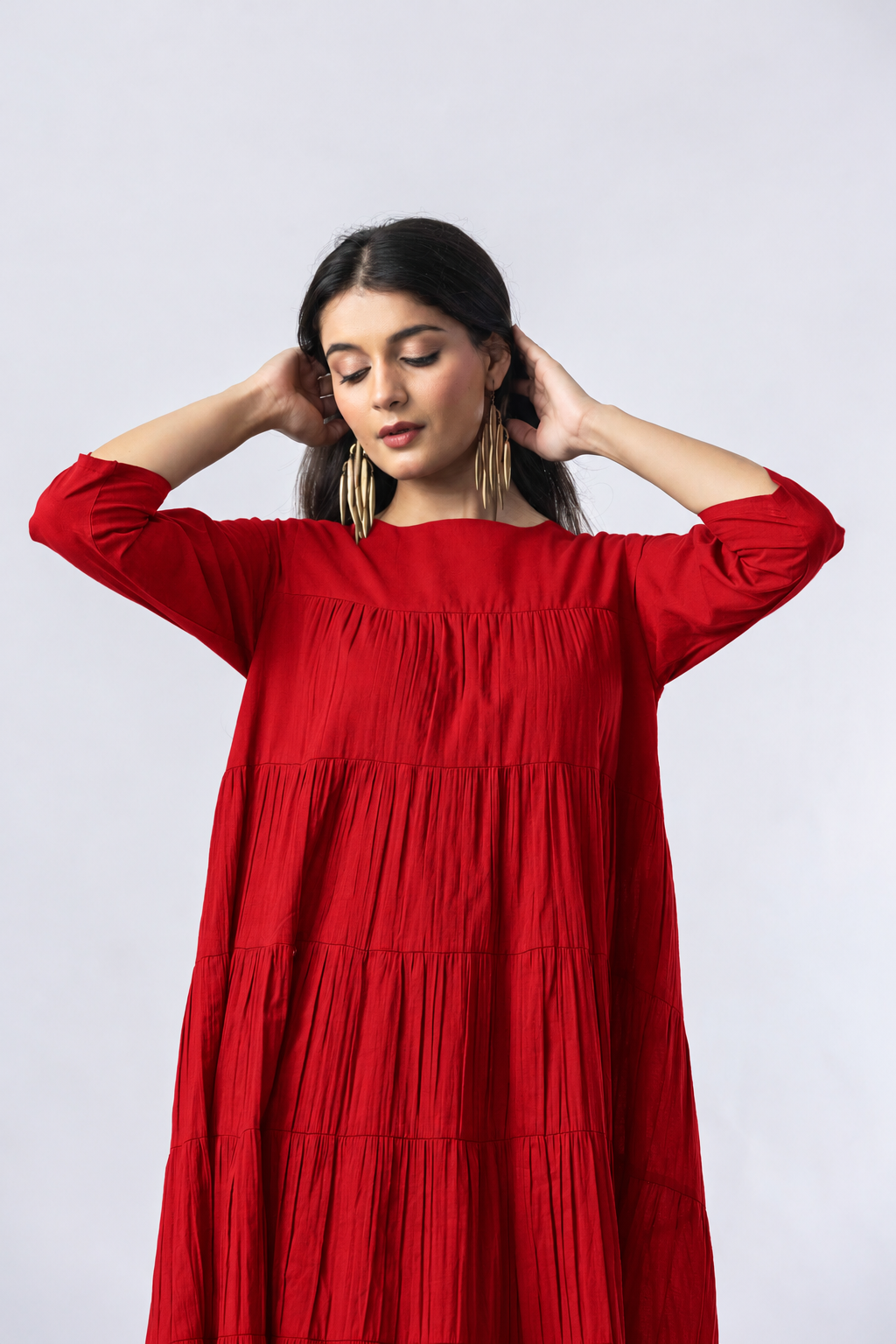 Tiered Cotton Dress (with sleeves)