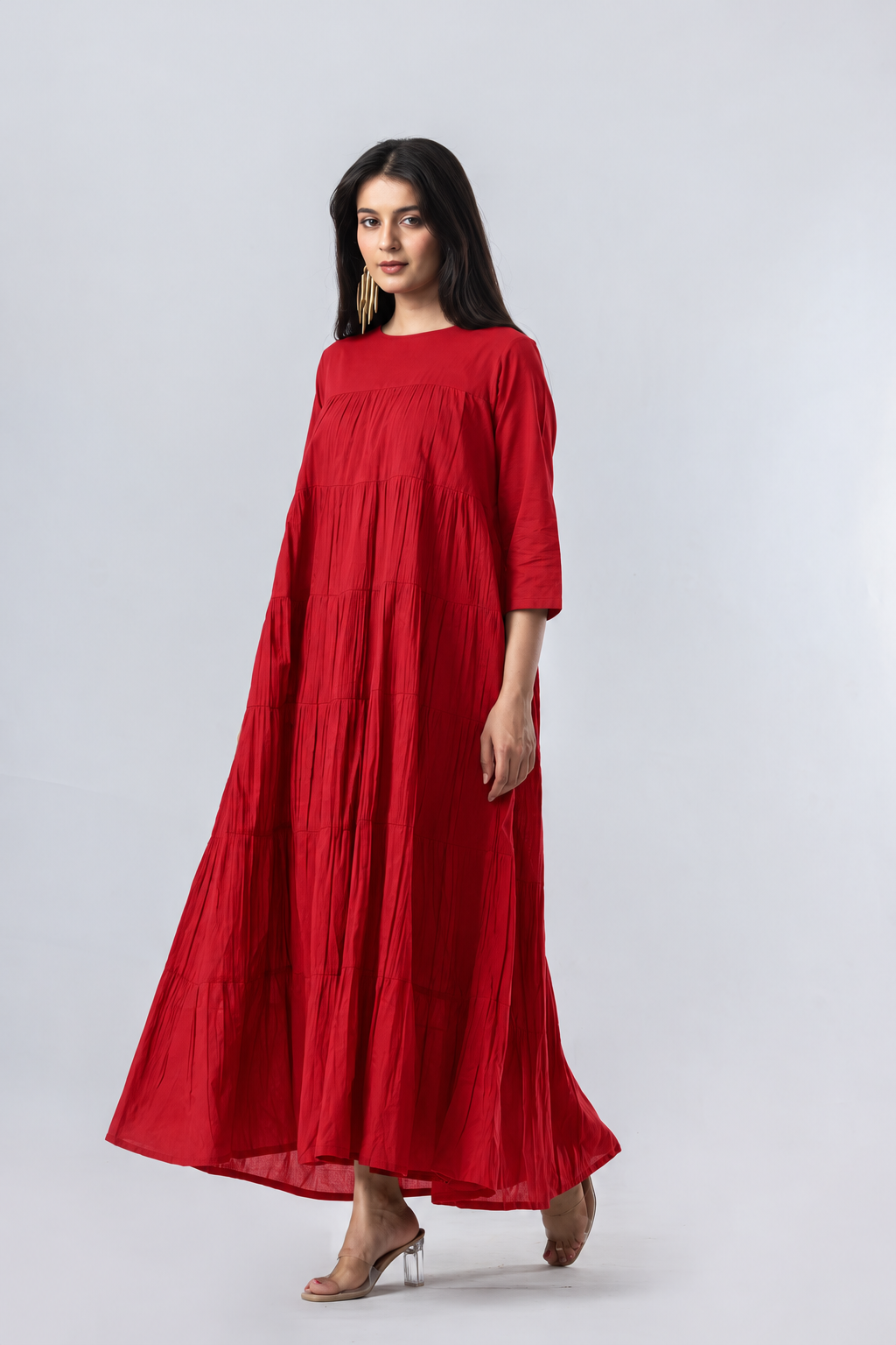 Tiered Cotton Dress (with sleeves)