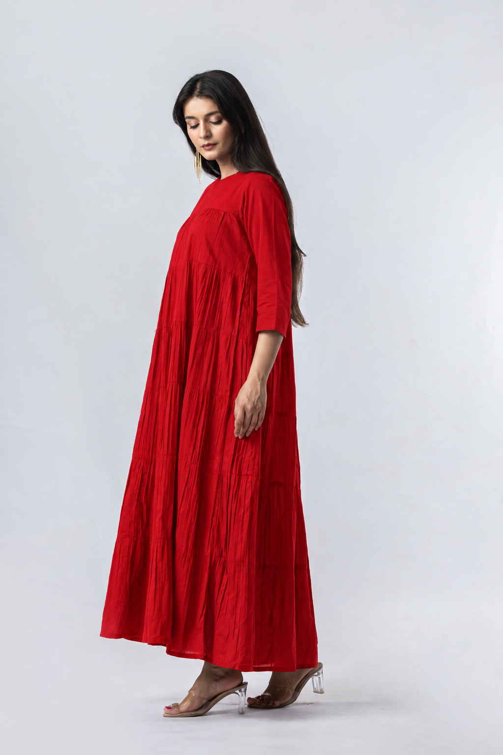 Tiered Cotton Dress (with sleeves)