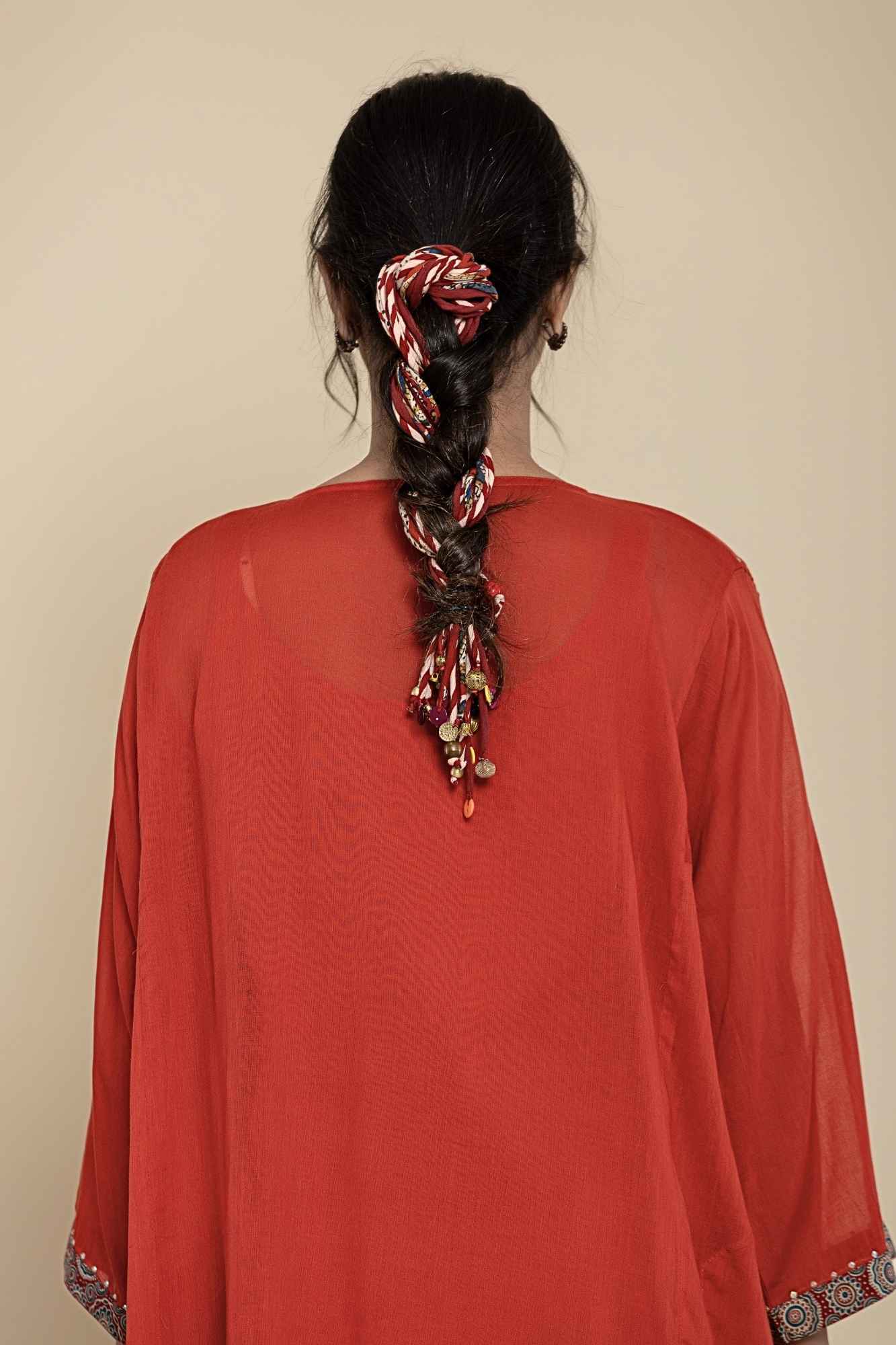 Naksh Rust Solid Cotton Mulmul(Voile) With Inner Kaftan-Dress