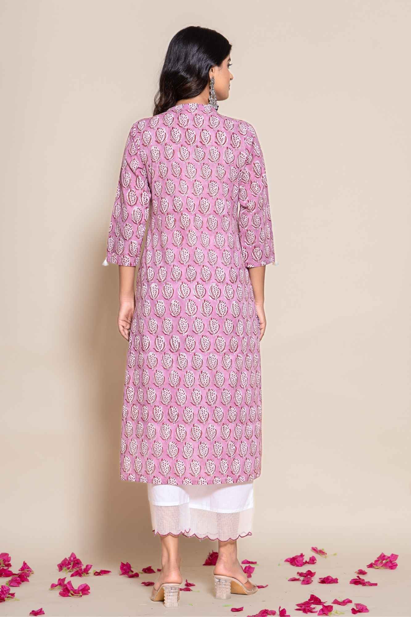 (Set of 3) Naksh Cotton Onion Pink Cotton Kurta,Pants and Dupatta