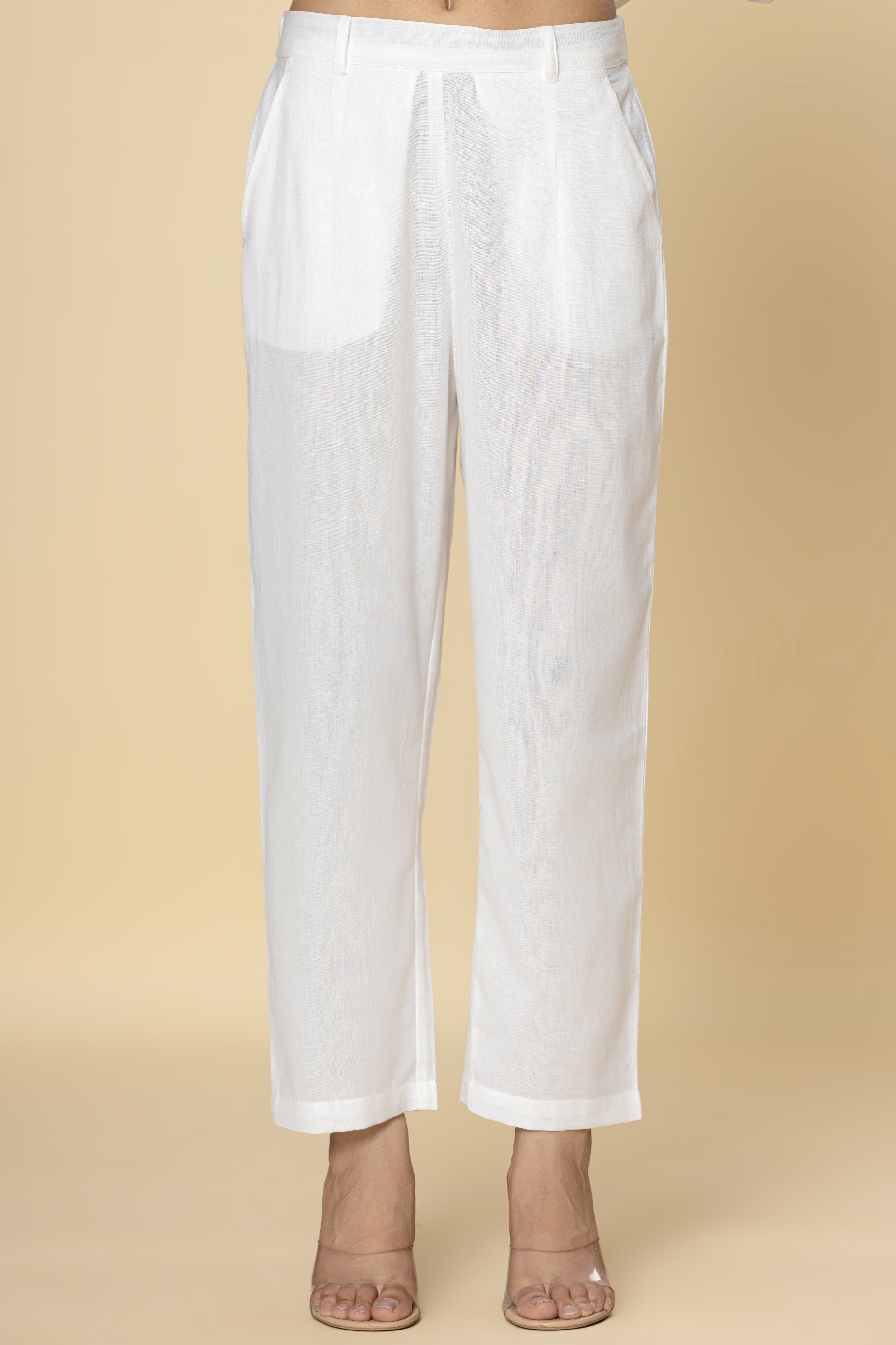 White Relaxed Cotton Trousers