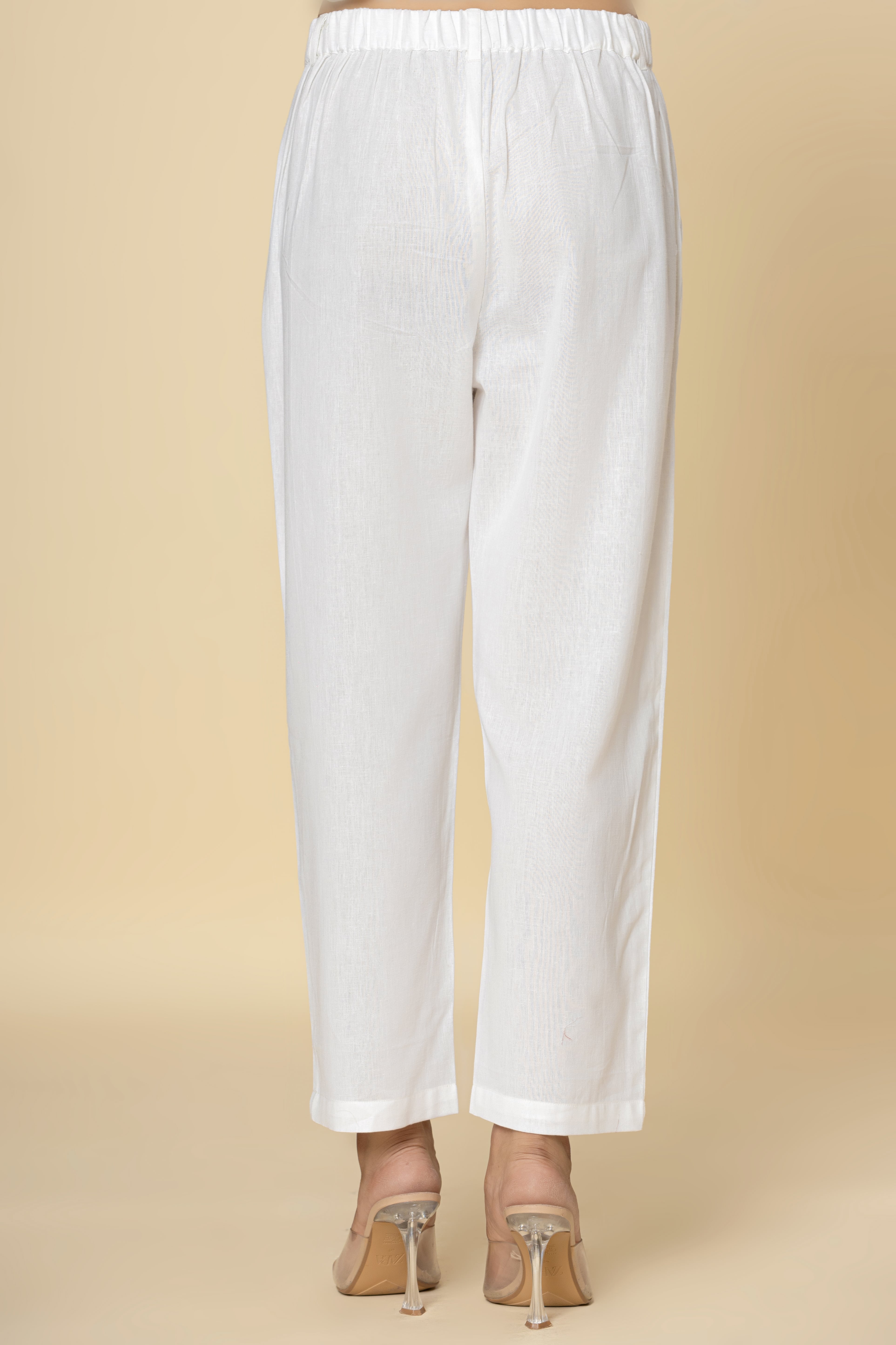 White Relaxed Cotton Trousers