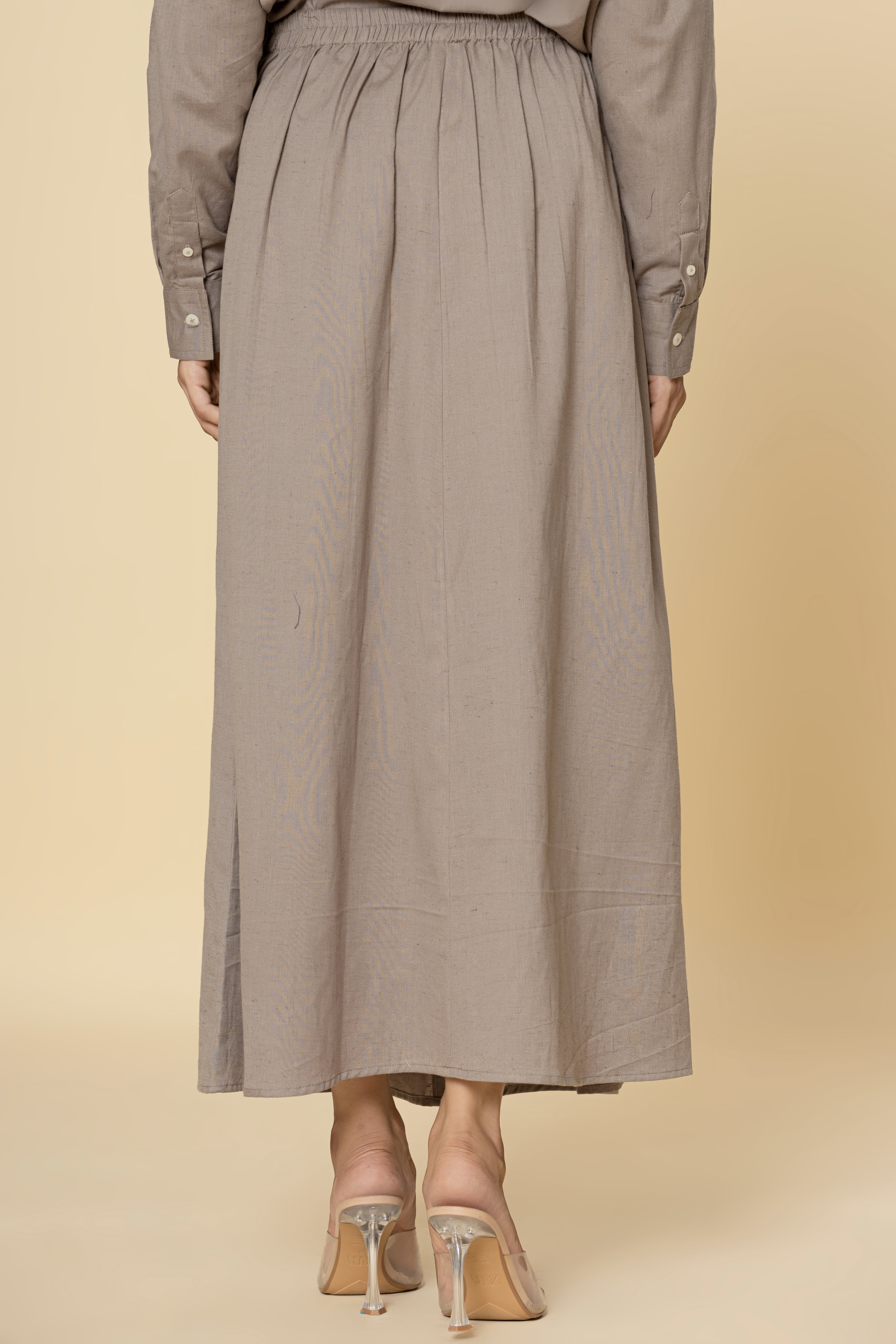 Taupe Maxi Skirt with Drawstring Waist