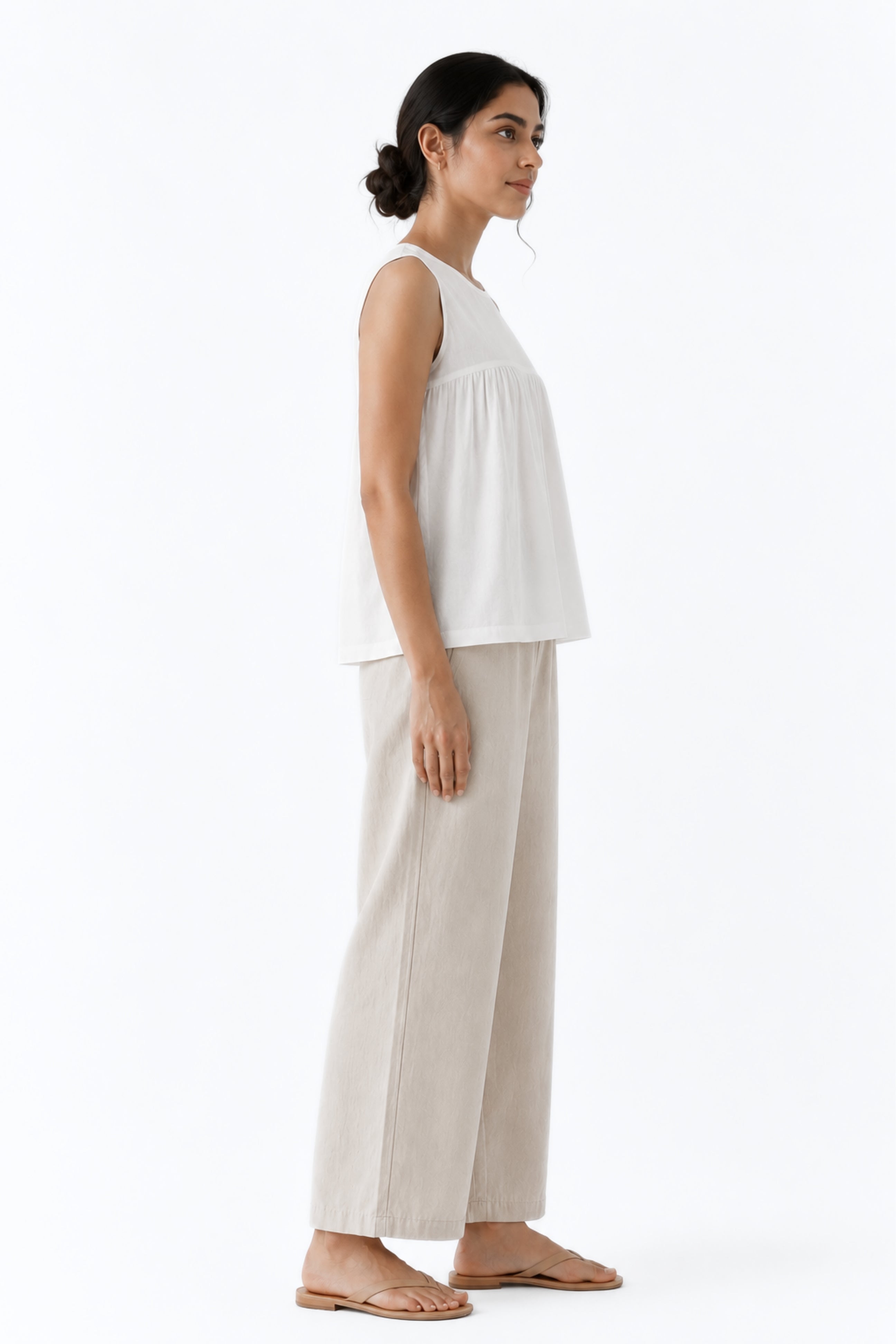 Gather Cotton Top (White)