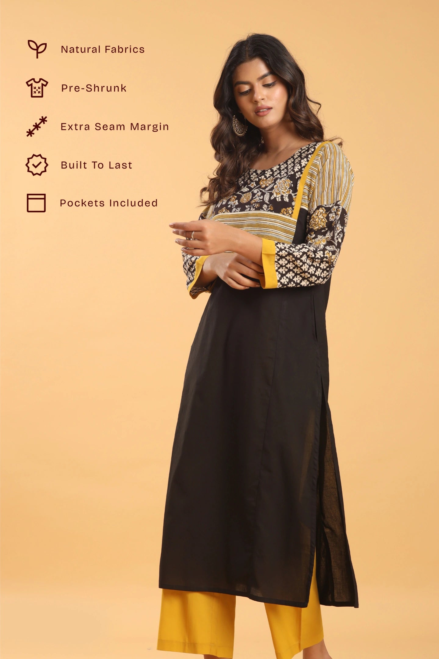 Meher Panelled Printed Kurta (Pants included)