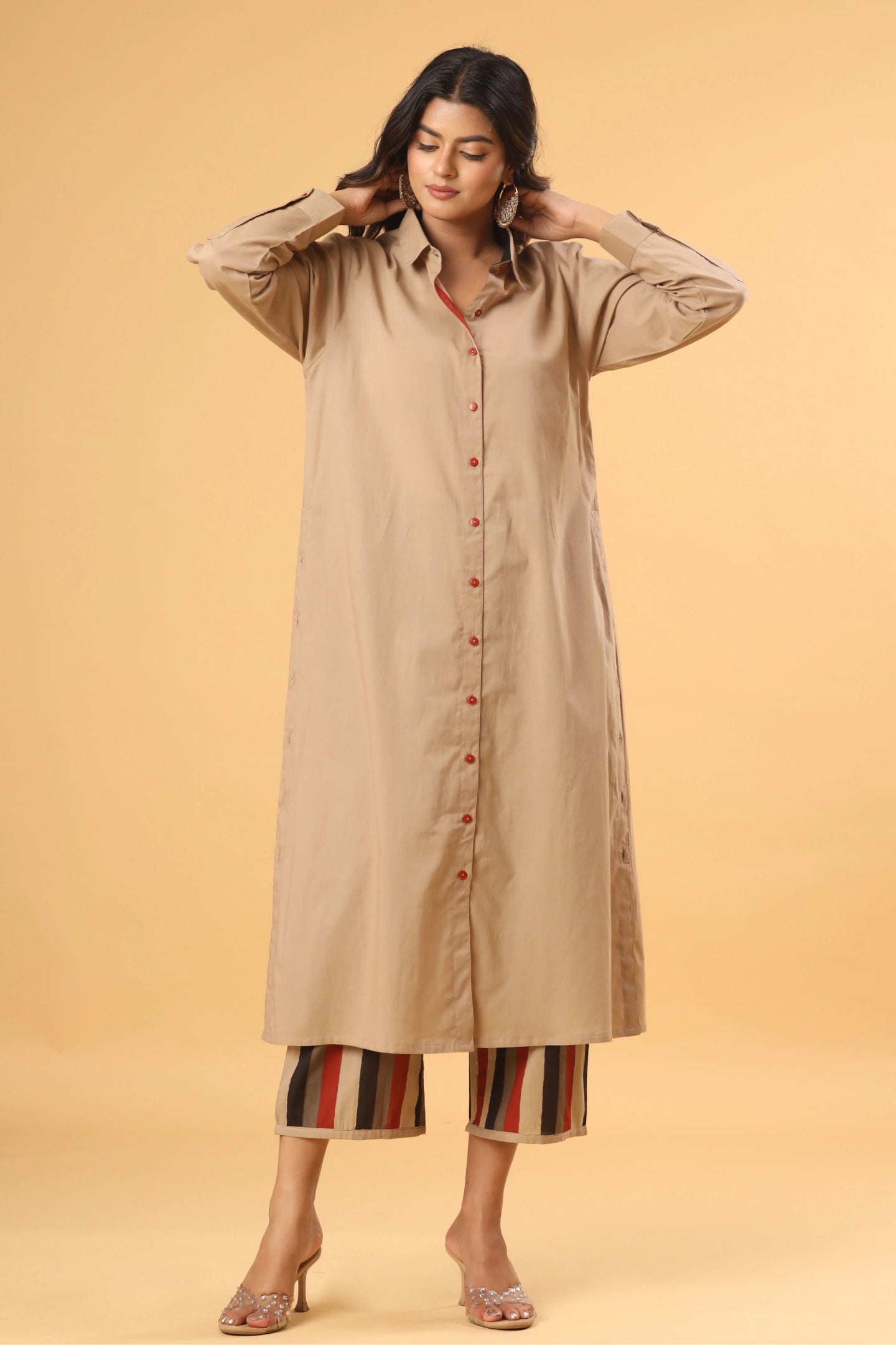 Ruhani (Chikoo) Shirt Kurta (Pants included)