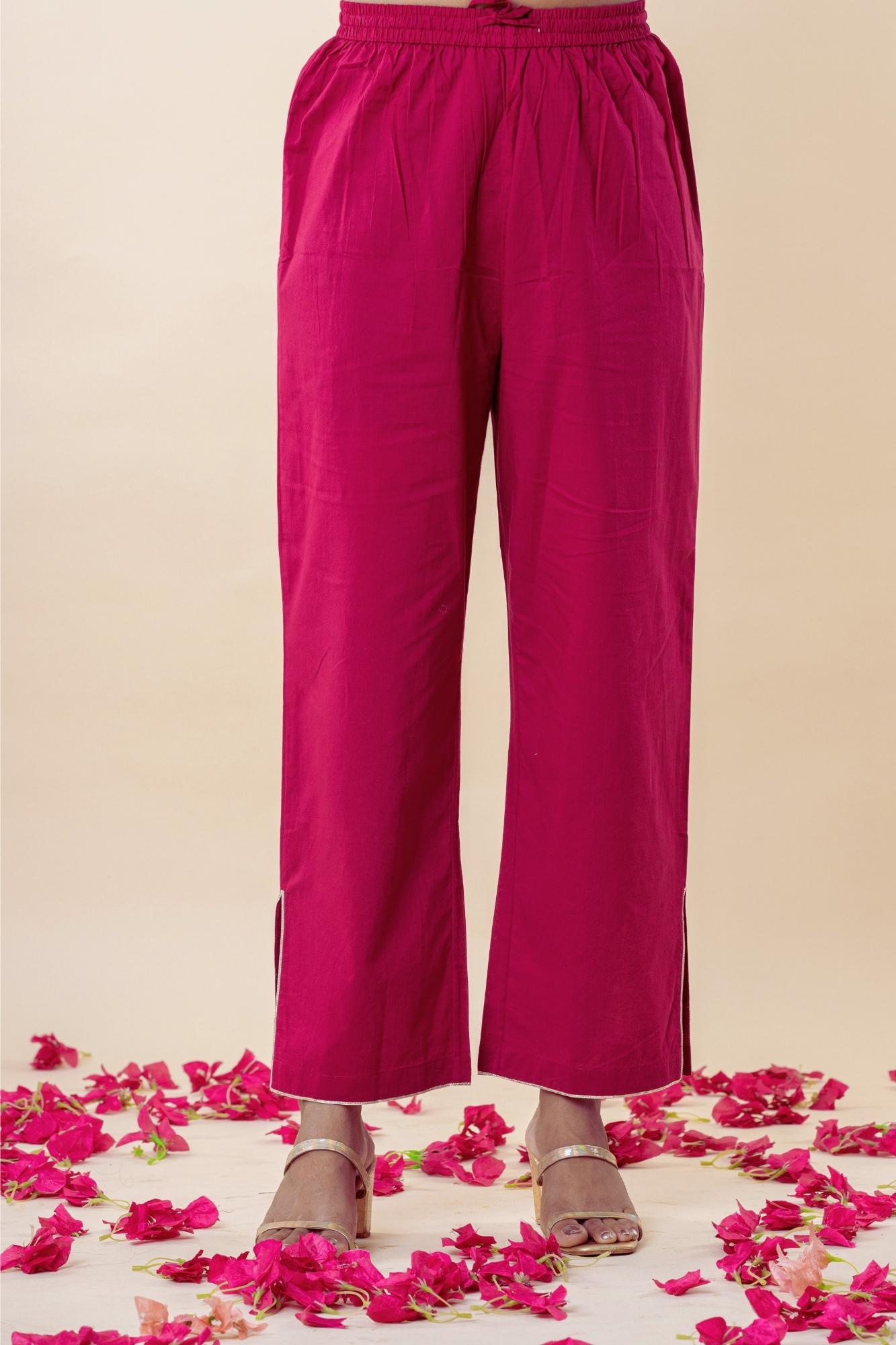 Deep Rose Zardozi Kurti Pant (Set of 2)