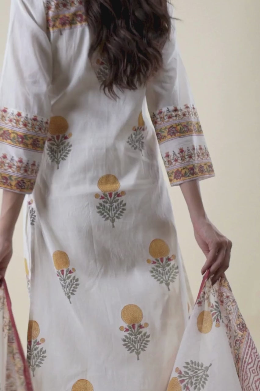 (Set of 3) Naksh Marigold Whisper Cotton Kurta Set