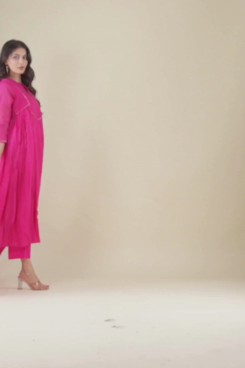 (Set of 3) Naksh Rani Pink Pure Kota Doriya Kurta