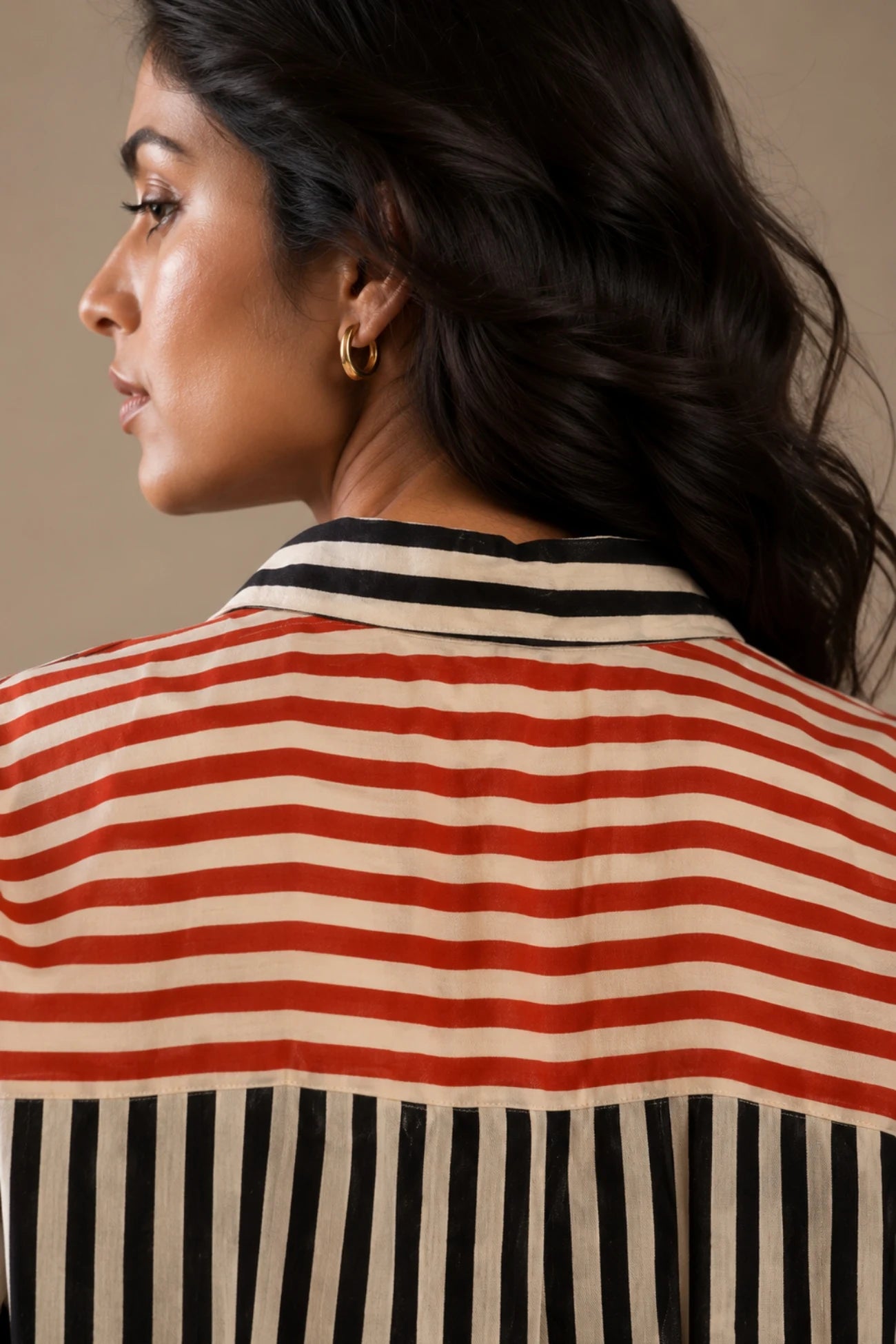 Striped Cotton Muslin Shirt (Black)
